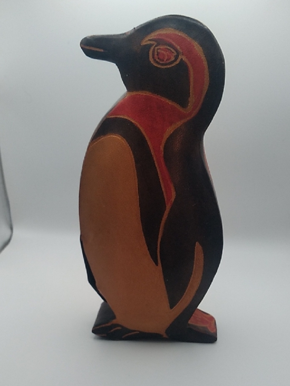 Vintage Penguin Shape Leather Piggy Bank (B6)